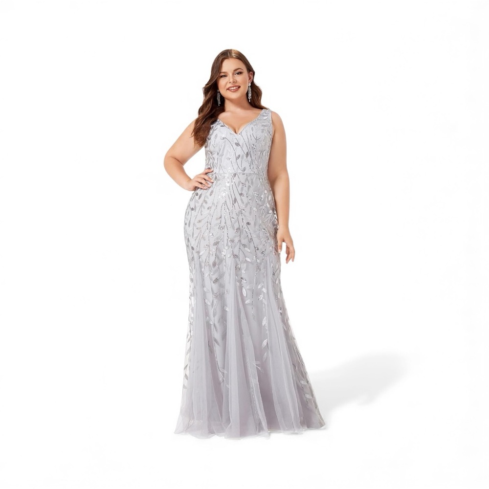 Elegant Silver Evening Gown